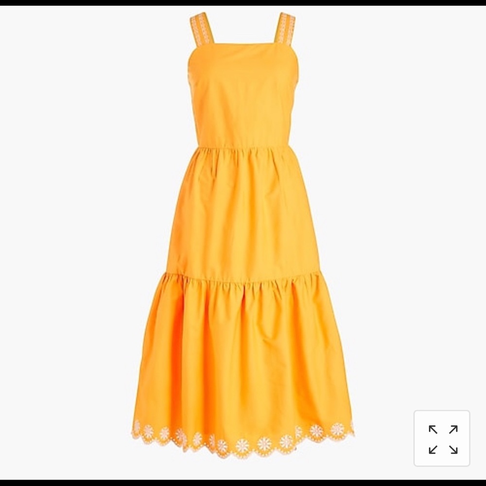 New Embroidered scalloped tiered dress